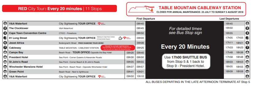 city sightseeing cape town timetable